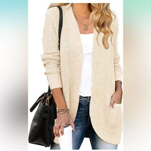 Womens Long Sleeve Open Front Cardigans Chunky Knit Draped Sweater